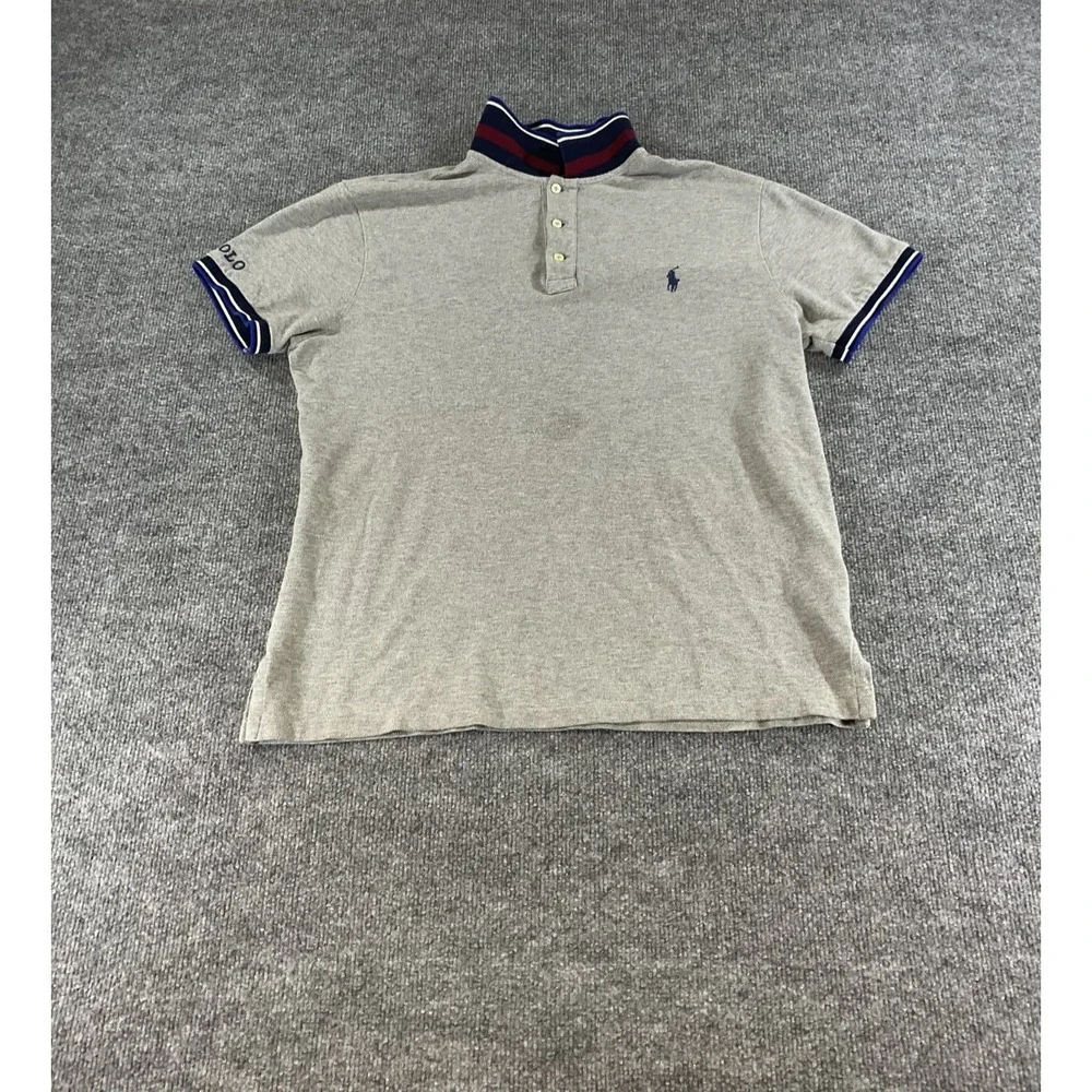 Polo Ralph Lauren Polo Shirt Mens Large Gray Short Sleeve Big Pony Cotton Classi